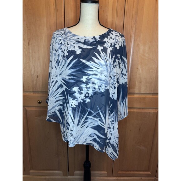 Chicos Easywear Women’s 3 US XL Layered Chiffon Kimono Style Casual Tunic Top - Picture 1 of 14